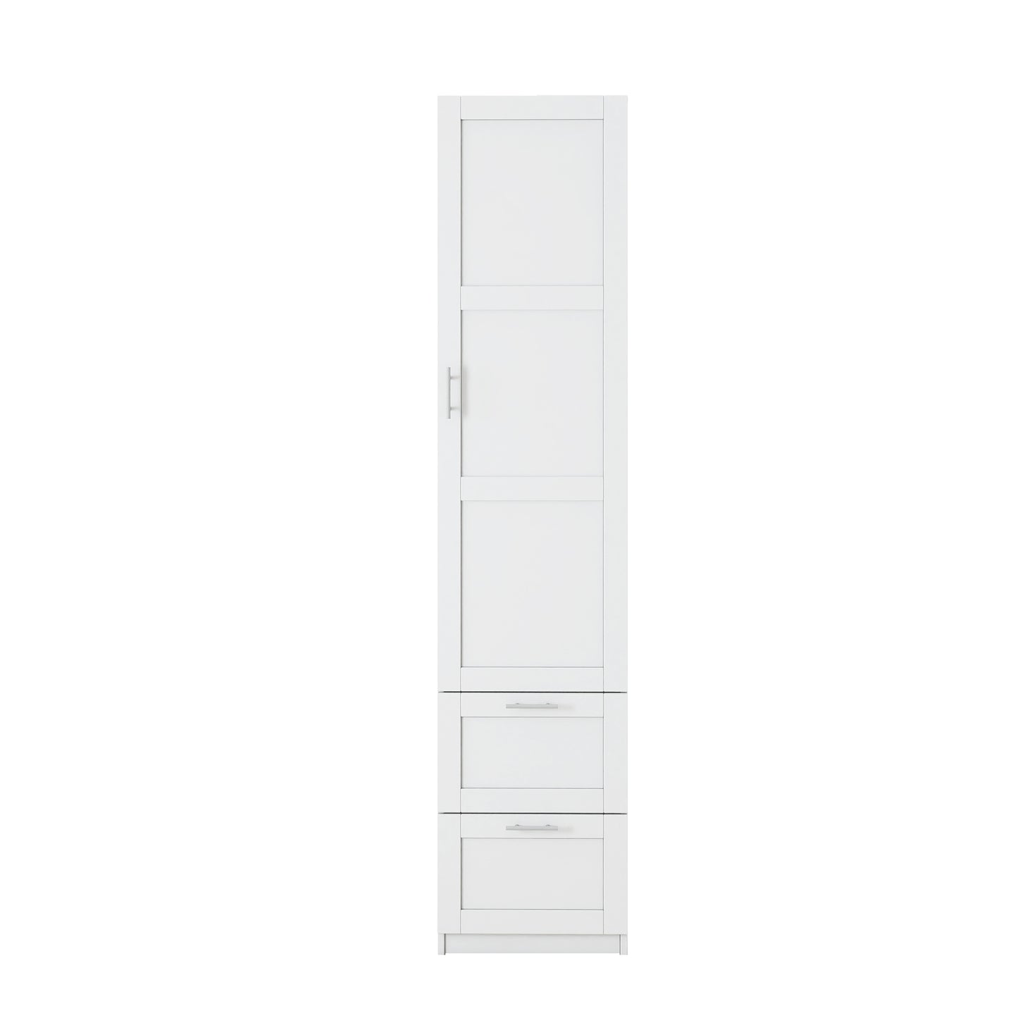 Standard Kitchen Pantry,Tall Cabinet,Freestanding Cabinet With  One Door  And Two Drawers For Kitchen, Dining Room, White