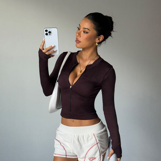 Long-sleeve Zipper Quick-drying Yoga Clothes Coat Sports Workout Clothes