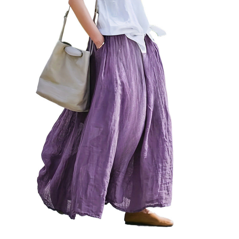 Women's Vintage Style Skirt - A-Line High Waist Cotton Blend Midi Skirt for Casual and Office Wear