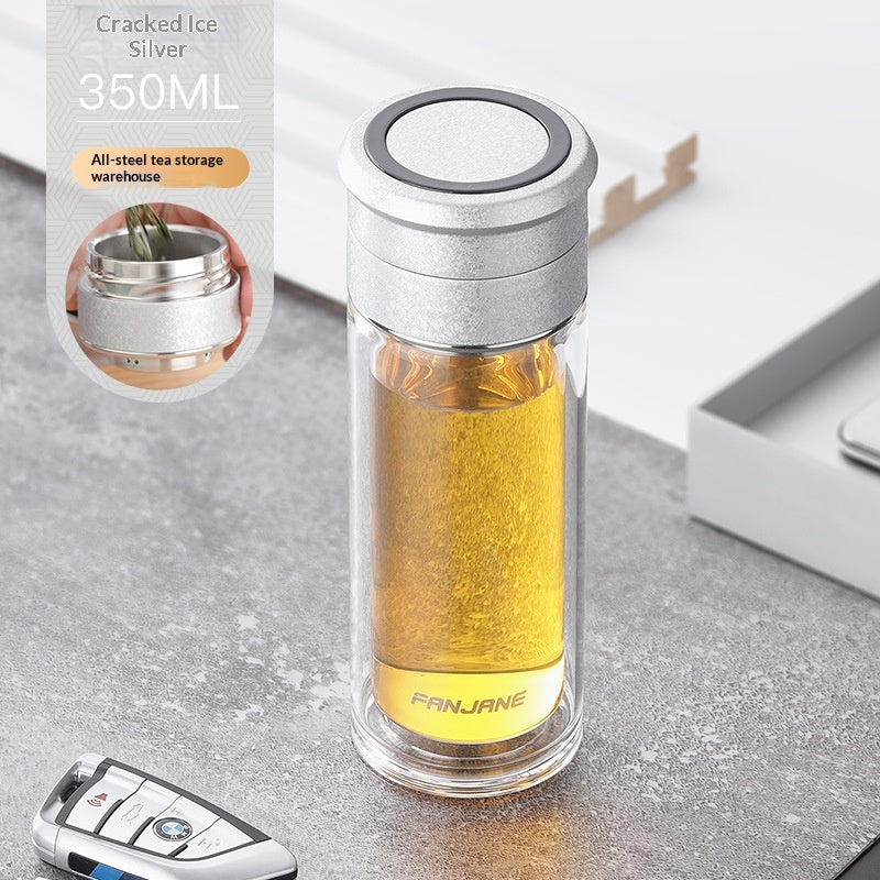 Chinese Character Simplificationcomplication Tea-water Separation Glass Cup Double-layer Teacup Pass