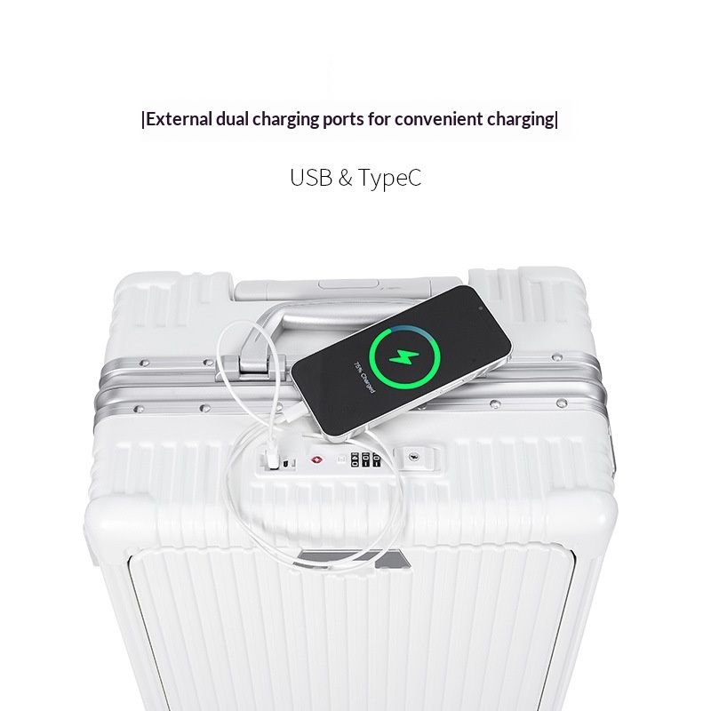 Aluminum-frame Coded Rolling Suitcase 20-inch With Omnidirectional Wheels And Charging Capability