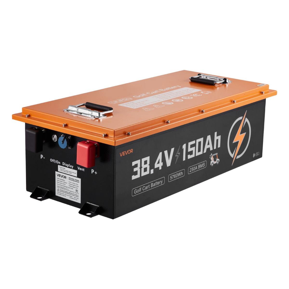 36V (38.4V) 150AH Lithium Golf Cart Battery, With 25A Charger, Lifepo4 Battery Kit, Built-in 250A BMS, With Bluetooth Mobile APP & Touch Monitor, 4000 Cycles, For Golf Carts, Trolling Motors