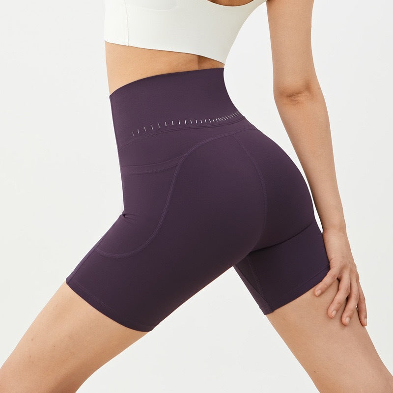 High-waisted Butt-lifting Workout Shorts For Outdoor Training