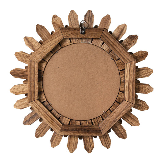 Wall Mirror Decorative, 12-inch Rustic Wood Wall Decor Mirror, Boho Sunburst Aesthetic Mirrors For Bedroom Living Room Bathroom Entryway - Warming Gifts For New Home (Carbonized Black)