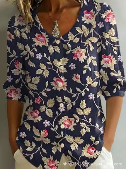 Womens Casual Fashion Printed Short-sleeve Top