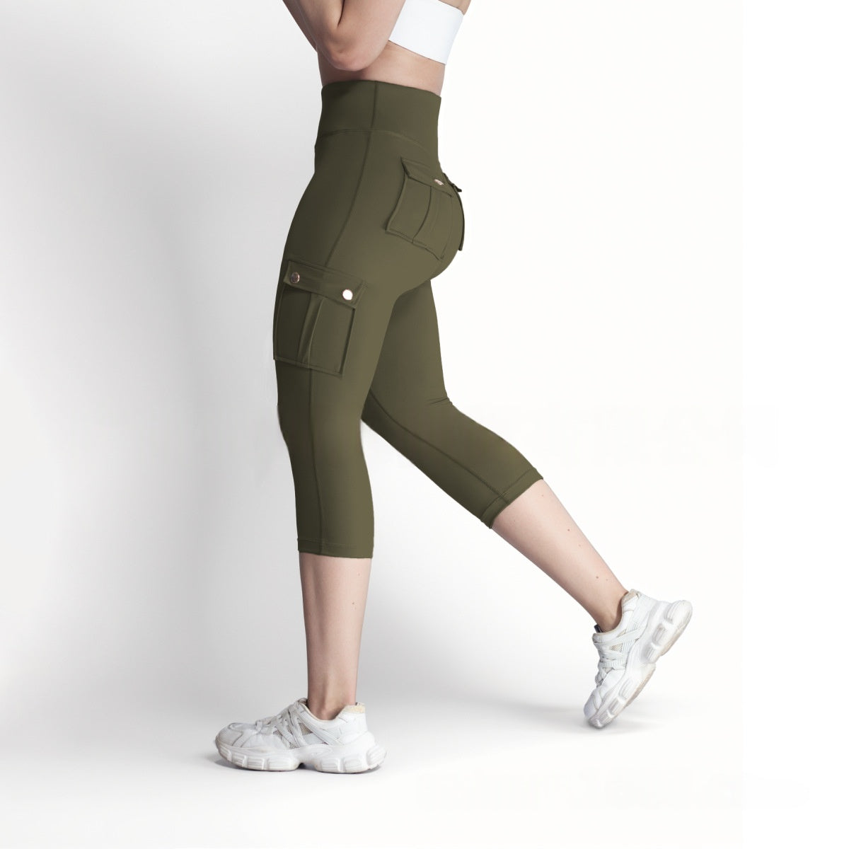 Women's Double-sided Jacquard 5-yard Fitness Pants With Pockets