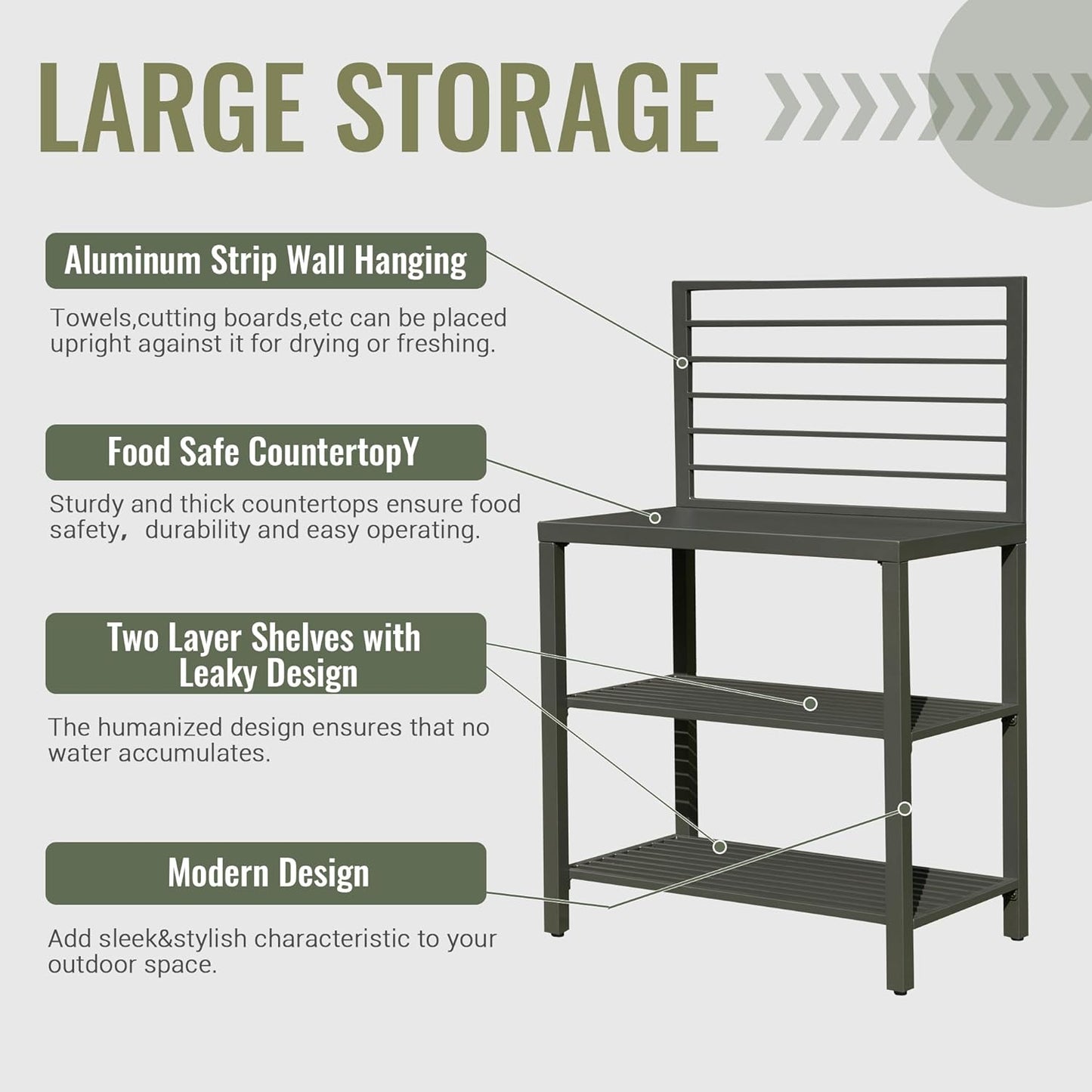 Outdoor Kitchen Island With Storage, Aluminum Kitchen Storage Island Kitchen Food Prep Table With Double Storage Rack, Freestanding Bar Center With Protective Cover Indoor Outdoor