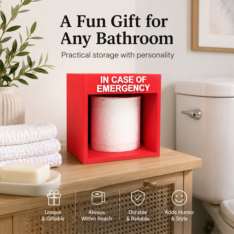 Funny Emergency Toilet Paper Holder, 3D Printed Freestanding Toilet Roll Storage Box, Novelty Bathroom Decor, Gag Gift For Home Restroom