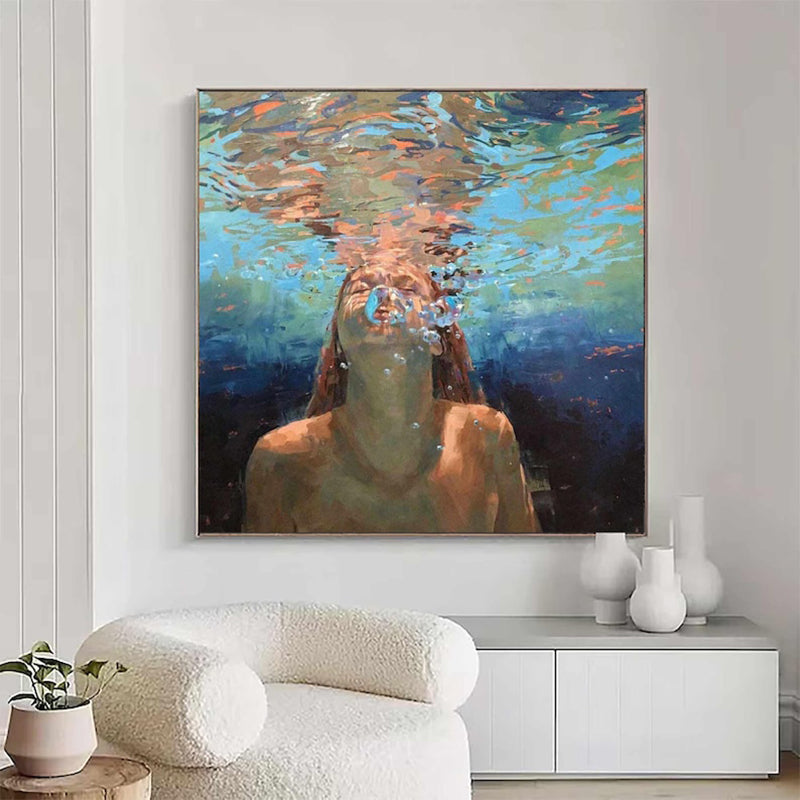 Hand-Painted Oil Painting Canvas Acrylic Modern Wall Art Abstract Texture Swimming Lover Artwork Home Decoration For Bedroom Living Room Decor