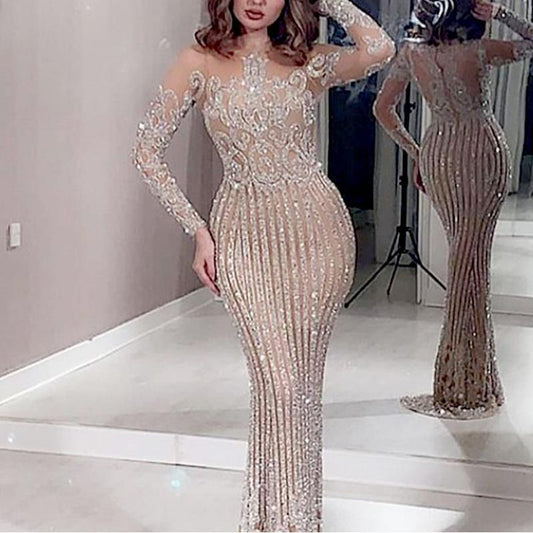 Stretchy Gold Body-Slimming Dress For Women