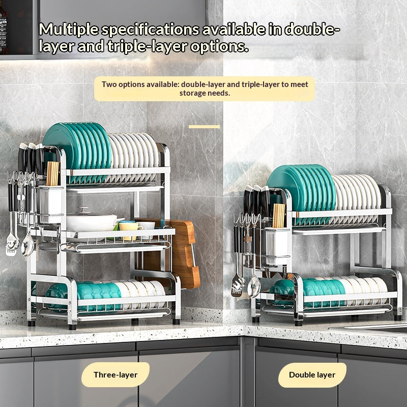 Stainless Steel Multi-Tier Kitchen Dish Rack
