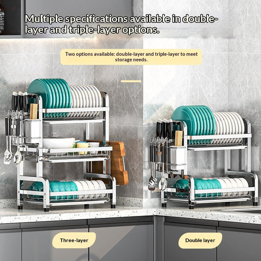 Stainless Steel Multi-Tier Kitchen Dish Rack