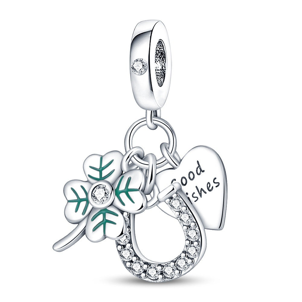 DIY Jewelry Bracelet Accessories Lucky Horseshoe Four-Leaf Clover Charm Pendants