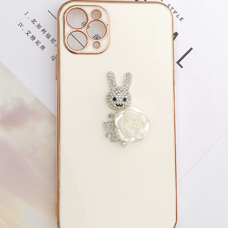 Diamond Rabbit Diy Ornament Accessories Diamond Studded By Hand Flower Phone Case