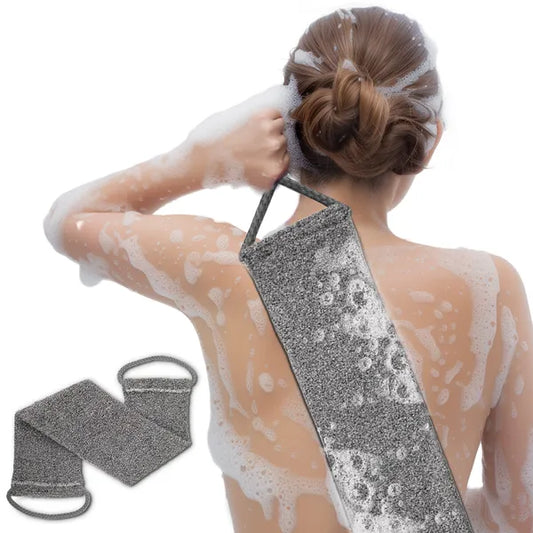 Premium Bamboo Fiber Exfoliating Body Scrubber Towel - Deep Clean & Gentle Exfoliation For Smooth Skin-Grey