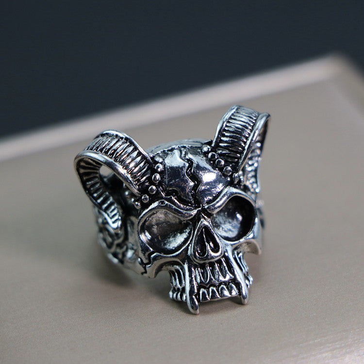 Retro Cool Men's Metal Rings, Unique Geometric Totem Styling, Adjustable Open Band