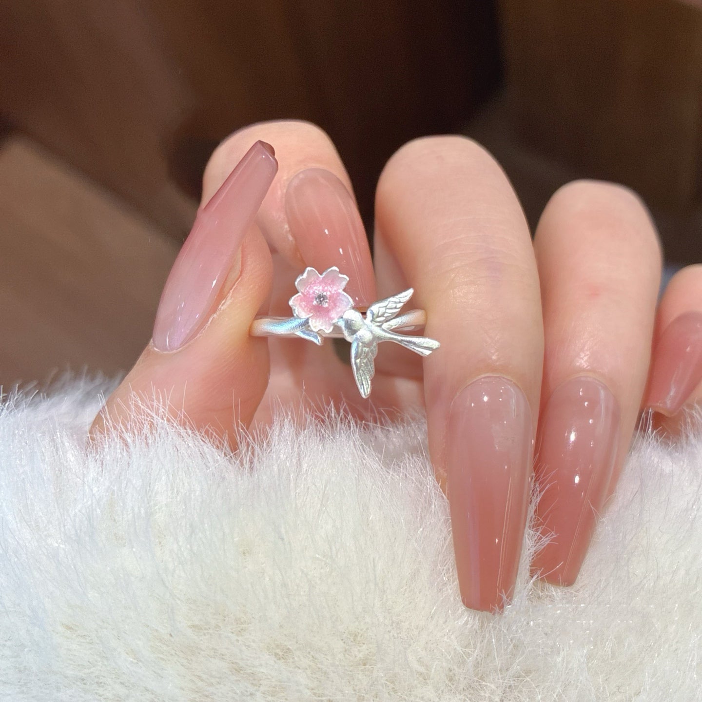 1pcs 999.9 Sterling Silver Micro-Inlaid Enamel Swallow Ring, Luxury Elegant Style, Ideal For Birthdays & Holiday Gifts
