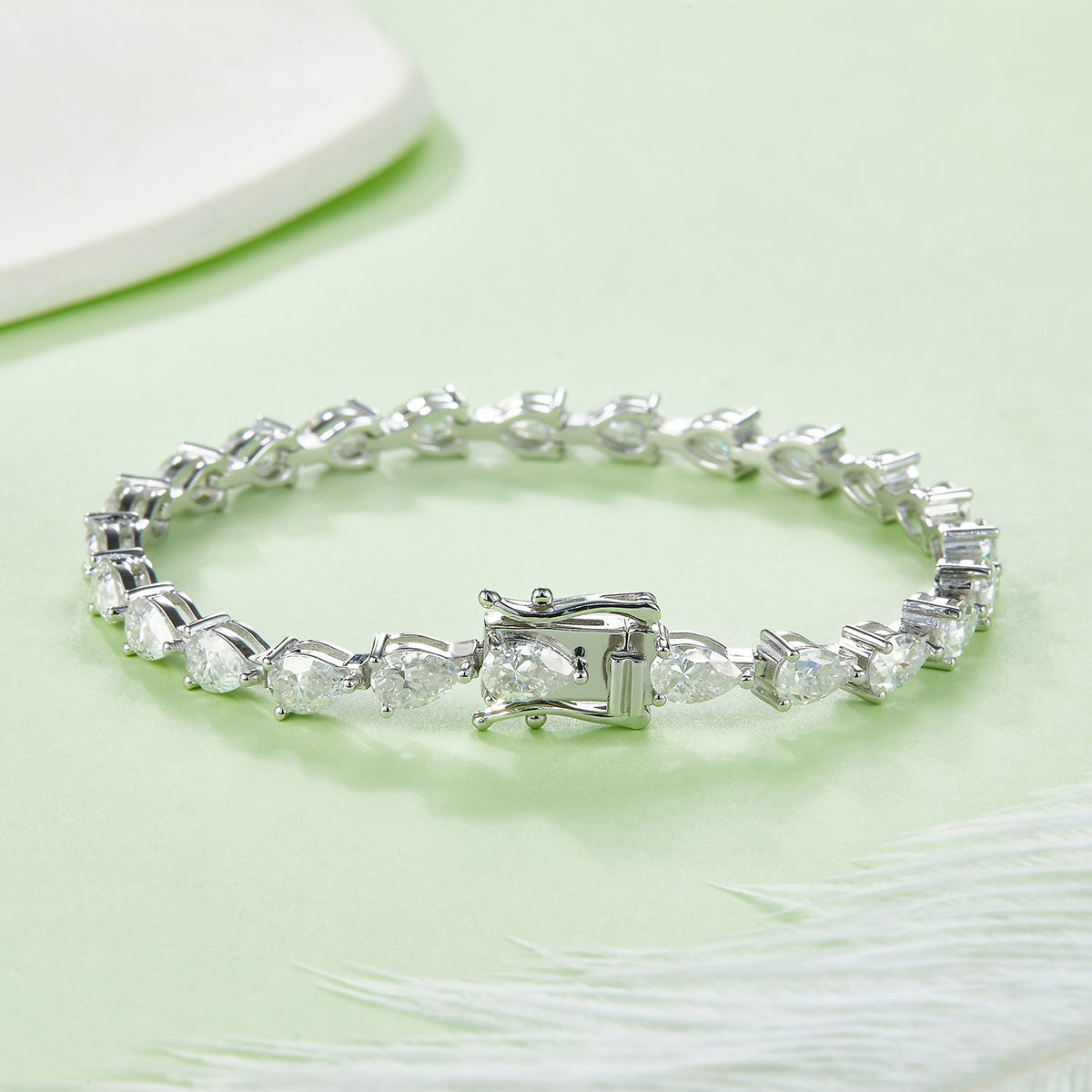 S925 Sterling Silver Pear Cut Moissanite Tennis Bracelet 6x4mm D Color VVS1 16-18-20cm GRA Certified Platinum Plated Gift Box