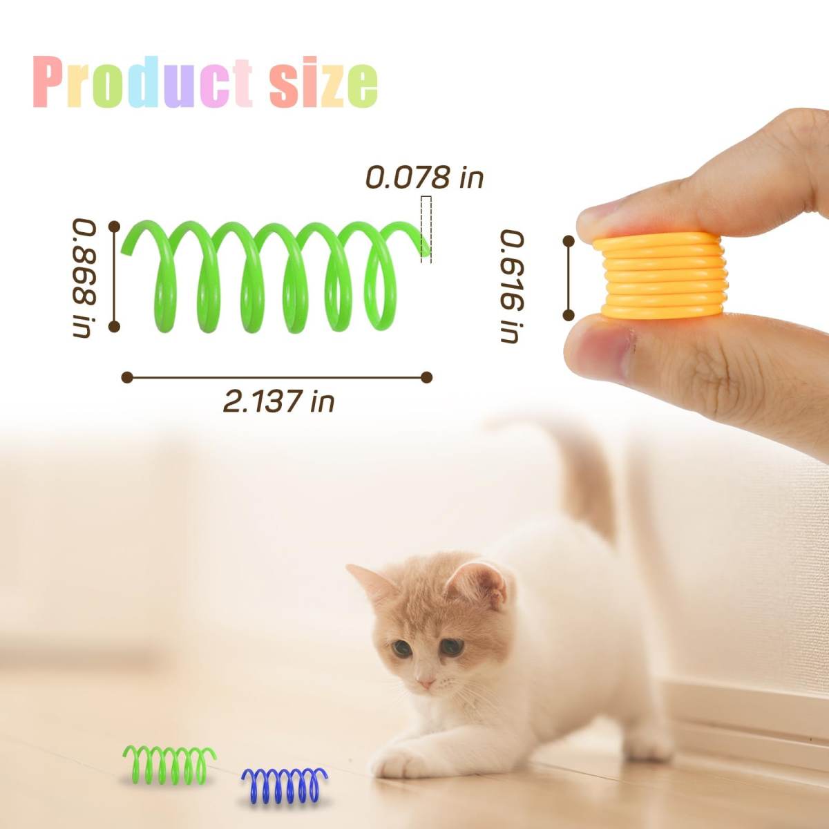 Cat Spring Toy, 12 Pc Colorful Cat Kicker Toys Interactive Cat Toys For Indoor Cats Swatting, Biting, Hunting To Kill Time And Keep Fit