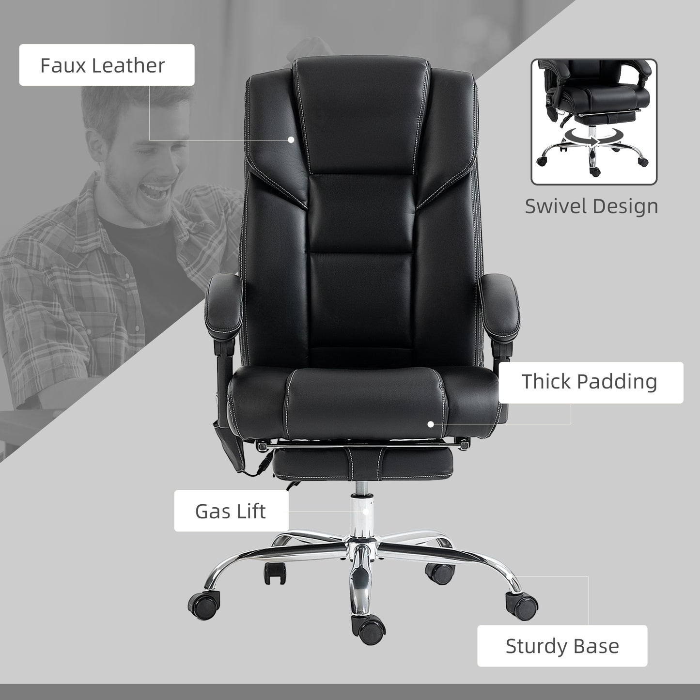 6 Point Vibration Massage Office Chair with Heat
