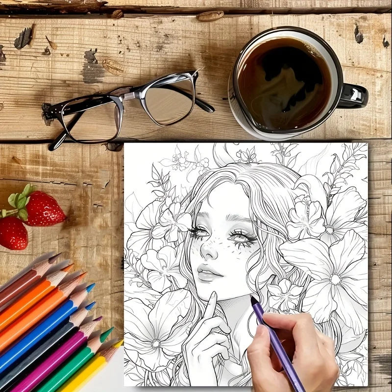 28 Pages Fairy Coloring Book Coloring Book For Adult Stress Reduction Colouring Book Valentine's Day Gifting, Birthday Party Gift, Drawing Supplies, Christmas Gift, Back To School Supplies