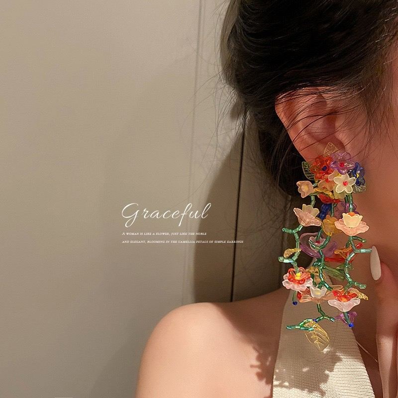 Silver Needle Zircon Long Earrings For Women Korean Style Elegant Premium Vintage Tassel