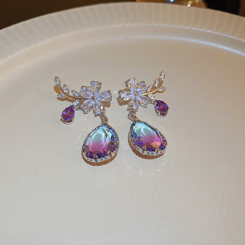 Zircon Butterfly Flower Earrings For Women - Premium Cubic Zirconia Stud Earrings, Luxury Elegant Fashion Jewelry