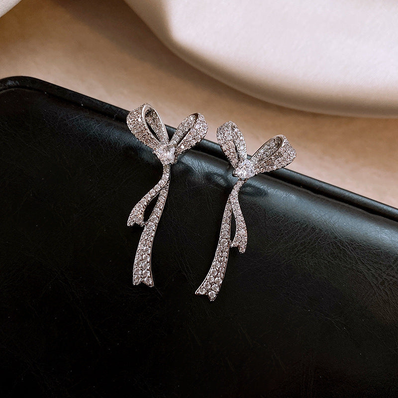 European American Style Tassel Earrings Women Silver Needle Diamond Fringe Fashion Jewelry