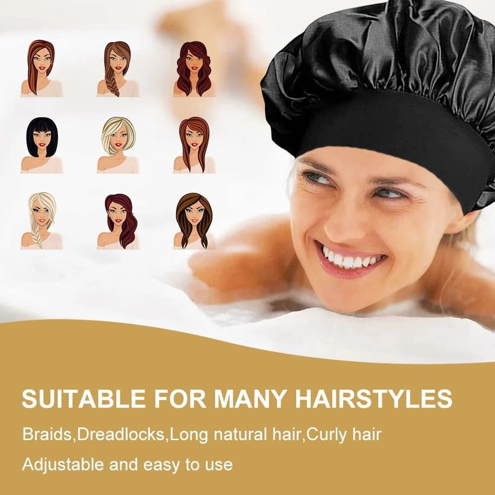 Wide-brimmed High Elastic Headscarf Beauty Salon Shower Cap Care Satin Nightcap