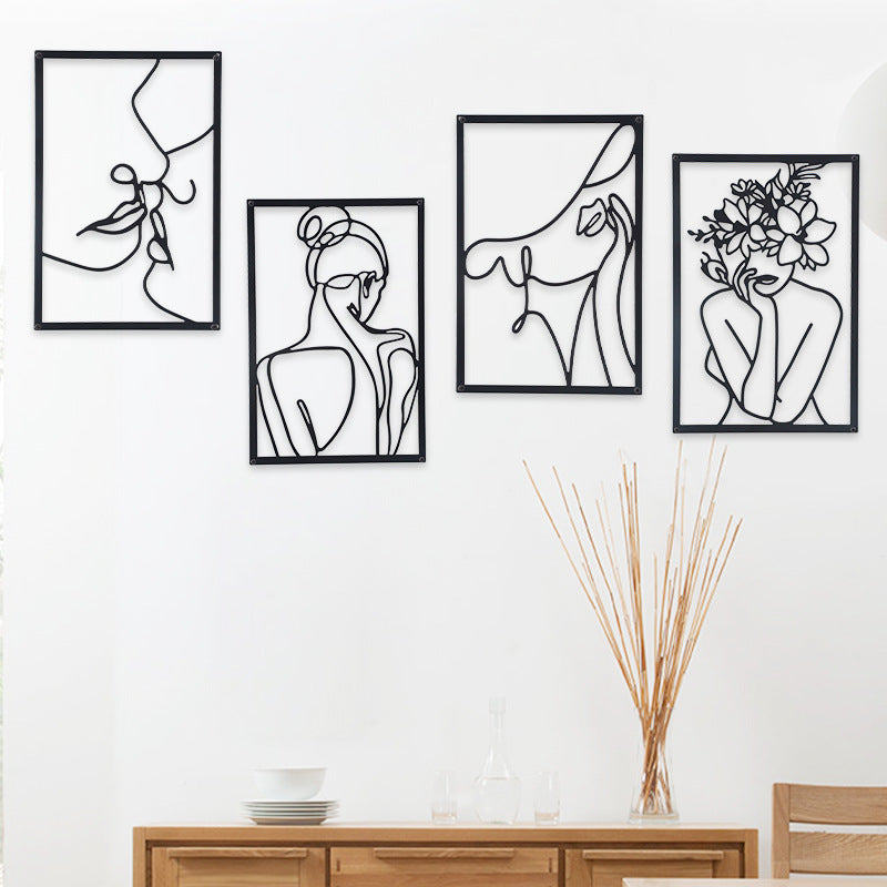 Artistic Iron Wall Hanging Featuring Feminine Body Lines For Wall Decor