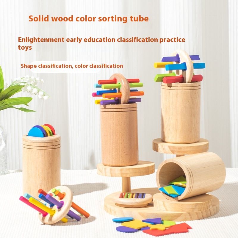 Color Classification Cup Children's Wooden Pen Holder Shape Cognition Pairing Early Education Toys