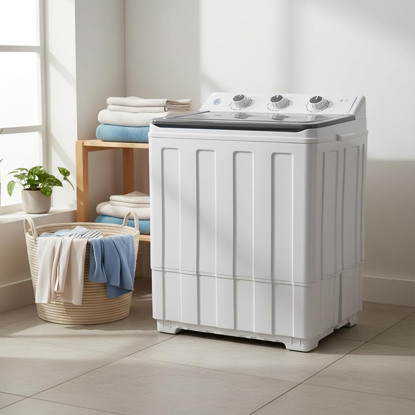 14lbs Portable Washing Machine With 9.5lbs Wash And 4.5lbs Spin, Twin Tub Washer Compact Machine With Drain Pump, Mini Portable Washer For Home, Camping, RVs, And Small Spaces, Grey