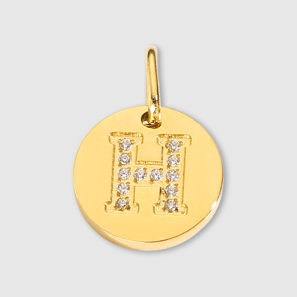 Diamond-Encrusted Jewelry Accessories Stainless Steel Letter Pendant