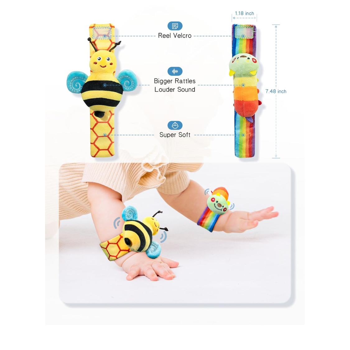 Baby Wrist Rattle Socks And Foot Finder Set Perfect Baby Toys For 0-12 Months Newborn Boys And Girls As Shower Gifts Garden Bug Series