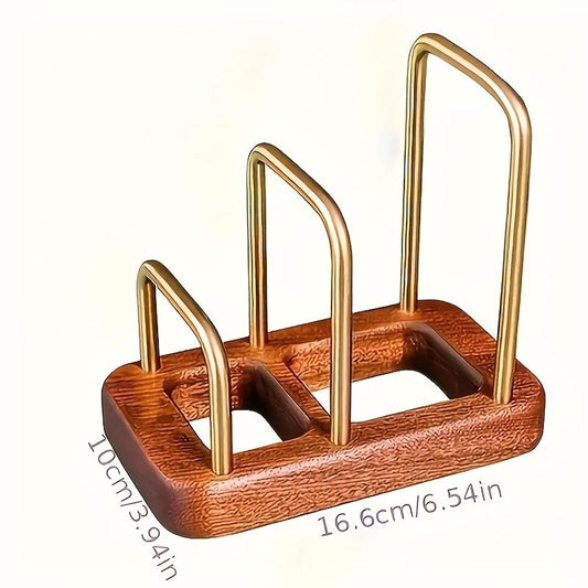Set Of 2 Classic Solid Wood Kitchen Shelves Sturdy Top Shelf With Curved Slots Space-Saving Countertop Organizer