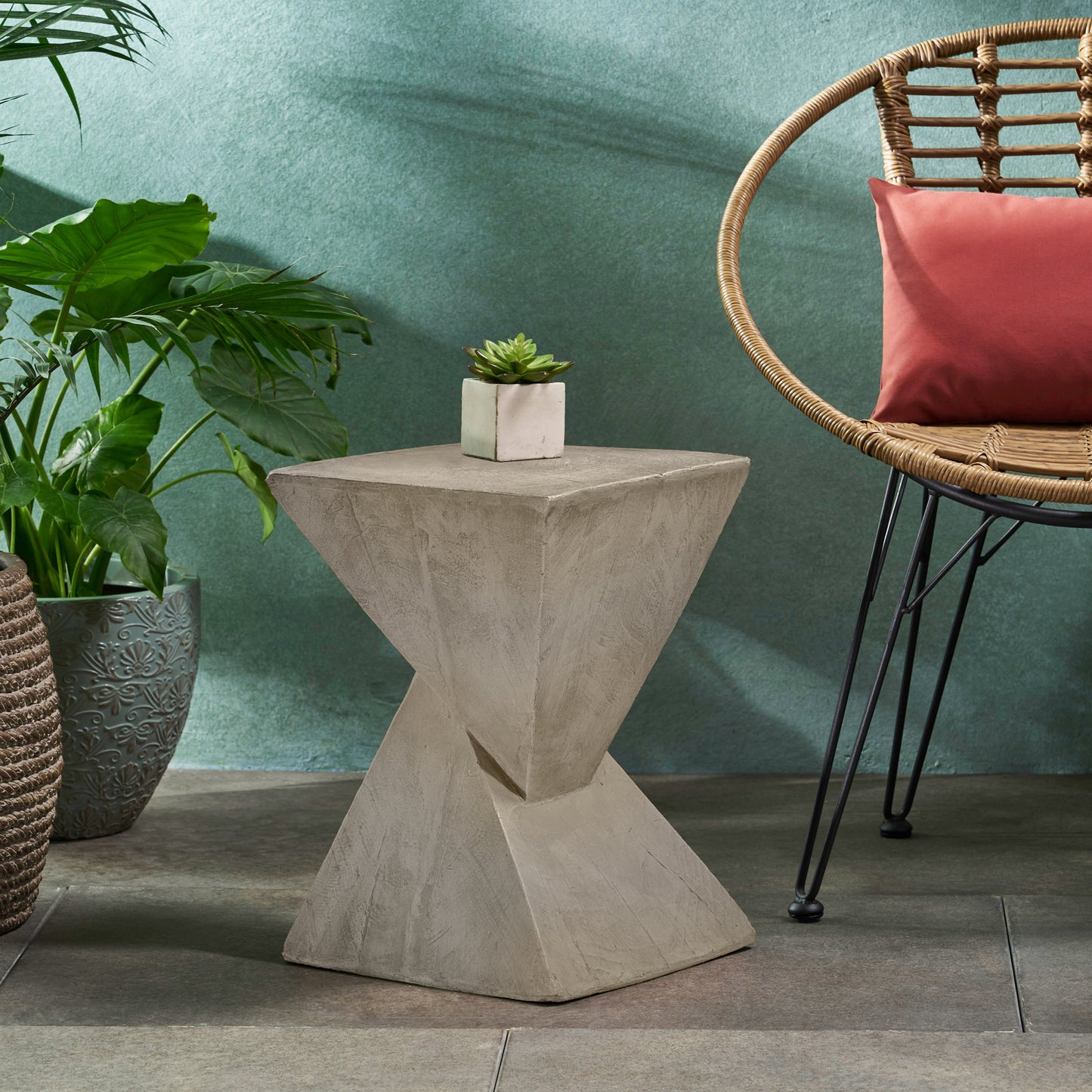 TESS Modern Side Table -Stylish Cent Table Compatible With Living Room, Bedroom, Or Office -Versatile Home Furniture With Design And Sturdy Construction,Light Gray Color