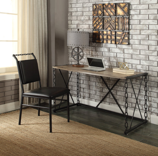 Jodie Rustic Oak & Antique Black Finish Writing Desk