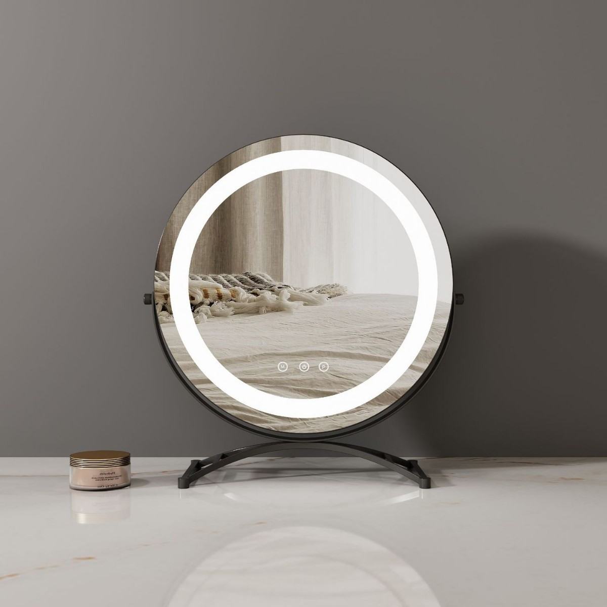Round Black Dressing Table Makeup Mirror