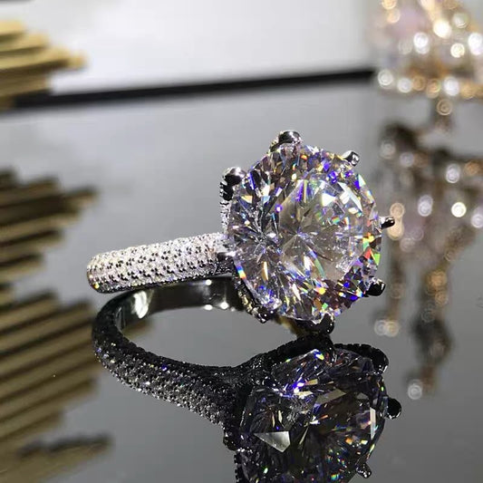 6.5 Carat Eight Hearts And Eight Arrows Plated Pt950 Group Set With Diamonds Imitation Imported Moissanite Open Ring Women's Wedding Accessories