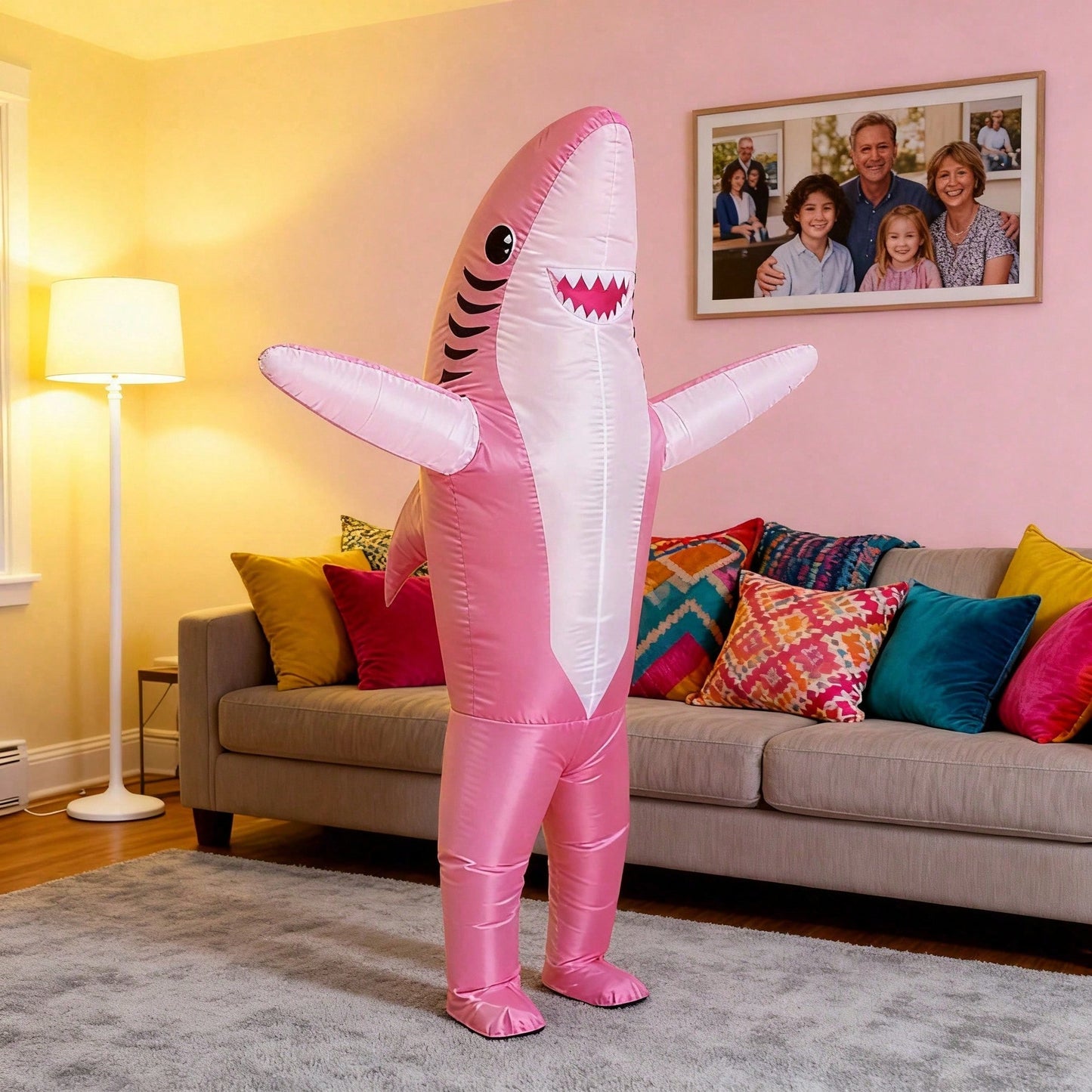 Perfect Valentine Gift, Shark Inflatable Costume, Adult Blow Up Halloween Party Outfit, Funny Group Cosplay For Birthday And Sporting Events