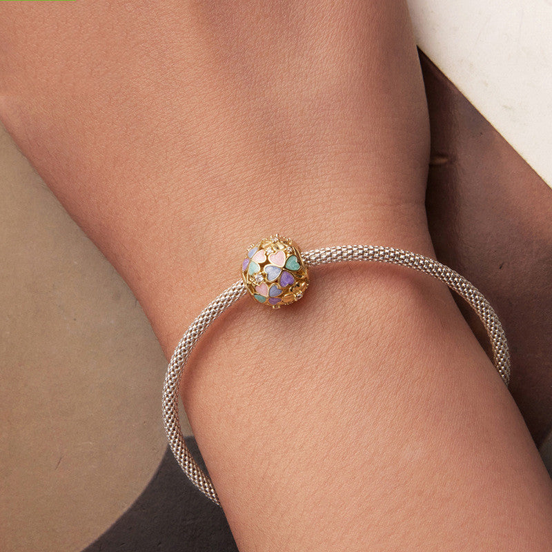 S925 Sterling Silver Plated K Gold Clover Bracelet String Beads