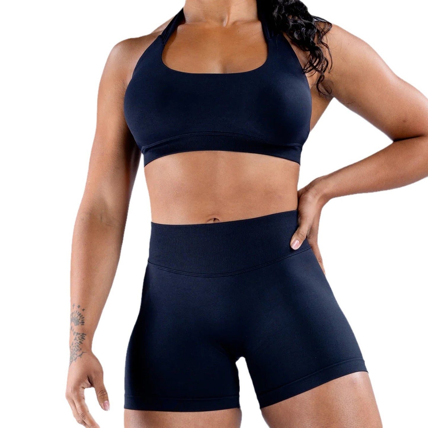 High Elastic Ultra-fine Matte Nylon Halter Beauty Back Seamless Sports Bra