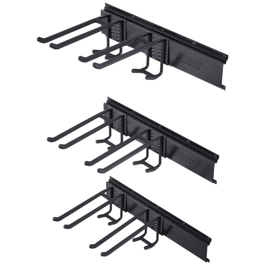 Garage Tool Organizer, 362.9 Kg Max Load Capacity, Wall Mount Yard Garden Storage Rack Organization Heavy Duty With 6 Adjustable Hooks And 3 Rails, For Garden Tools, Shovels, Trimmers, And Hoses