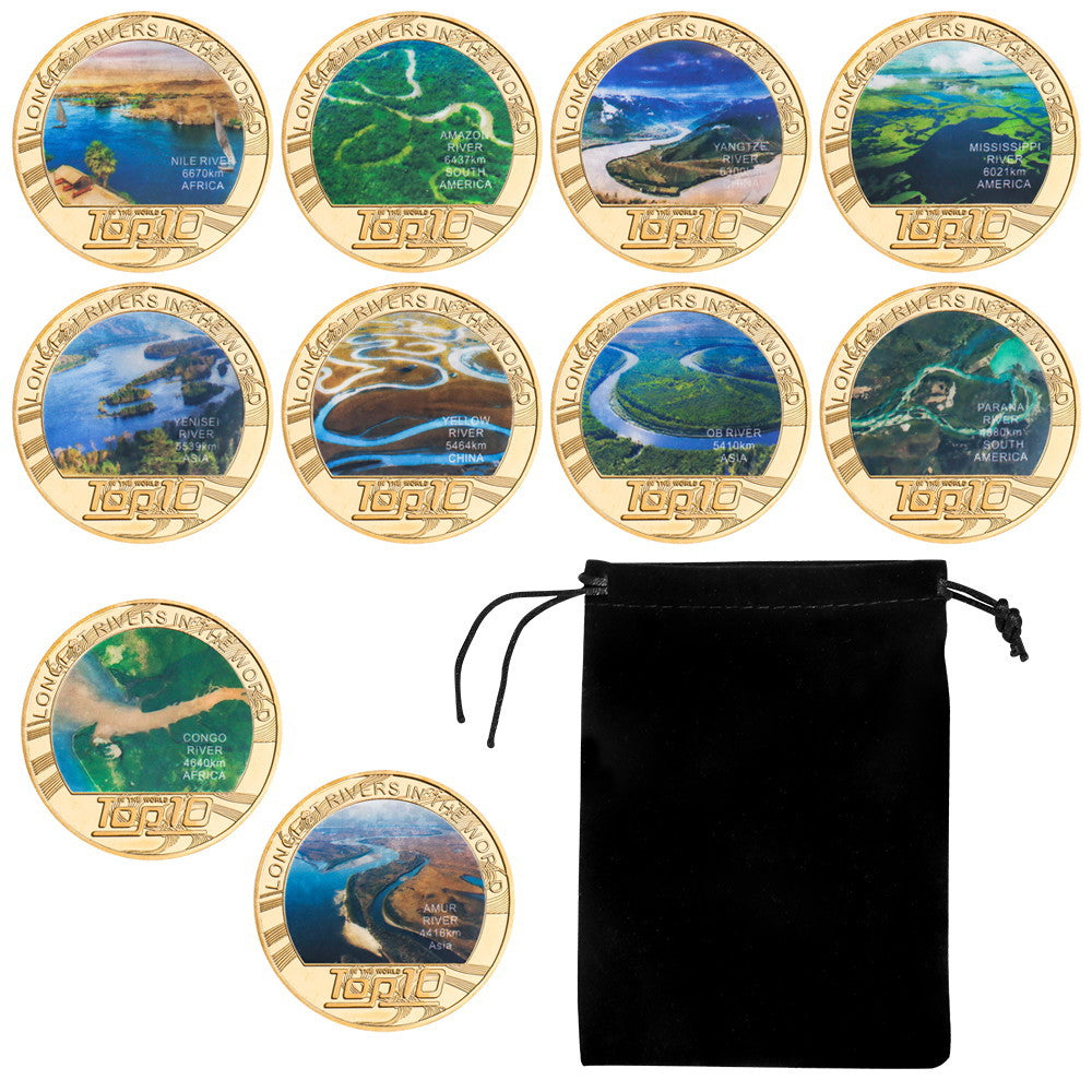 Top Ten Rivers Coin Badge Gift Commemorative Medal