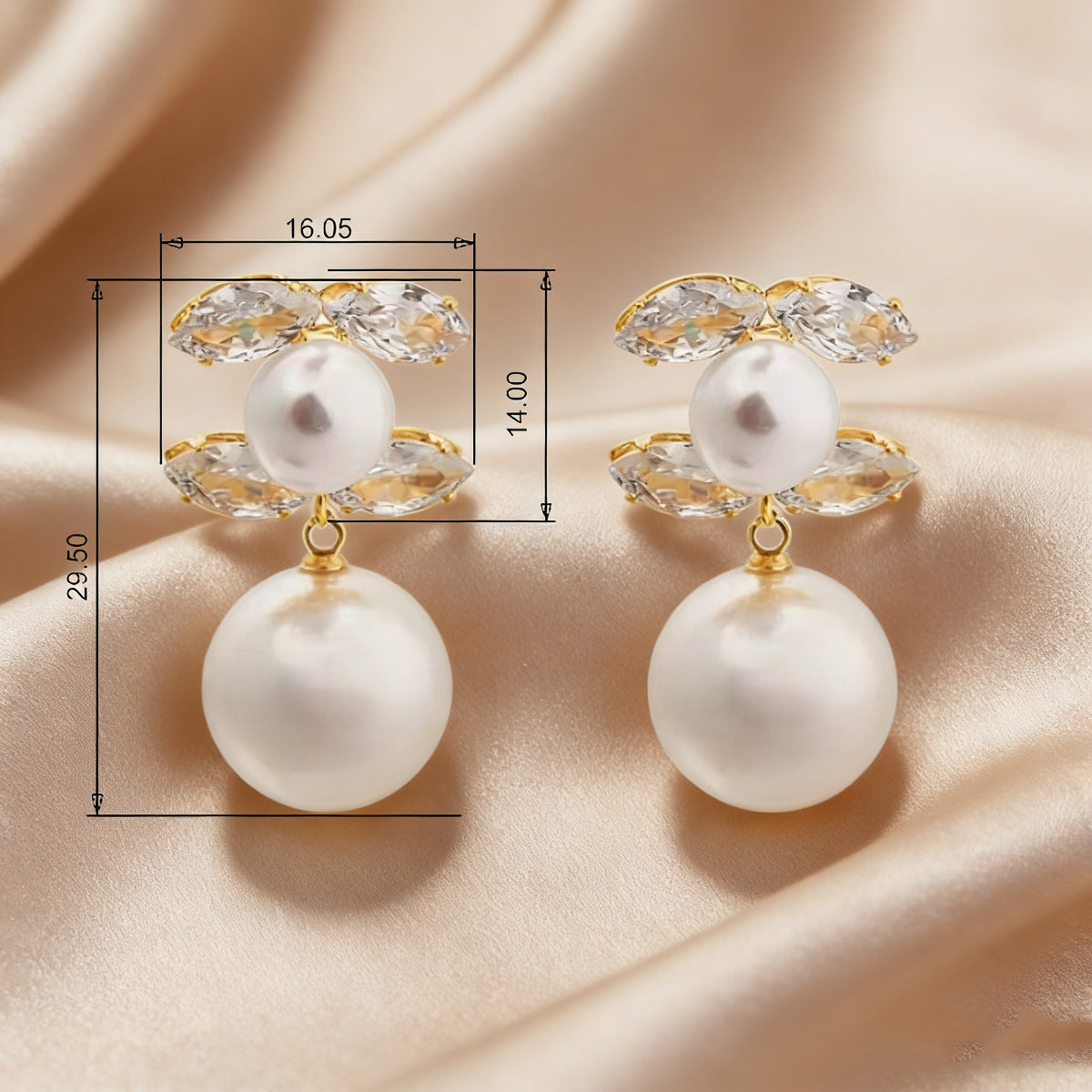 European American Vintage Royal Court Earrings, Geometric Stud Earrings Inlaid Cubic Zirconia With Pearl Pendants, Fashion Versatile High-End Ear Jewelry For Women