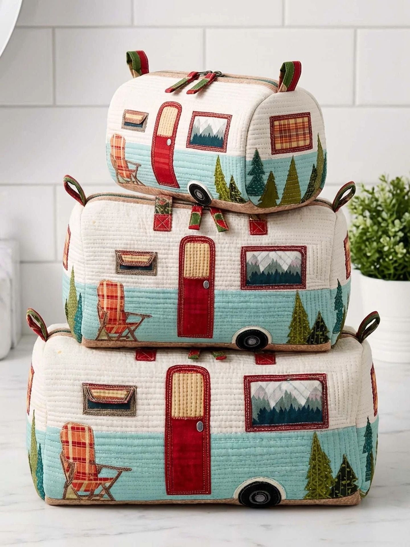 Printed Storage Makeup Three-Piece Set Multifunctional Bag