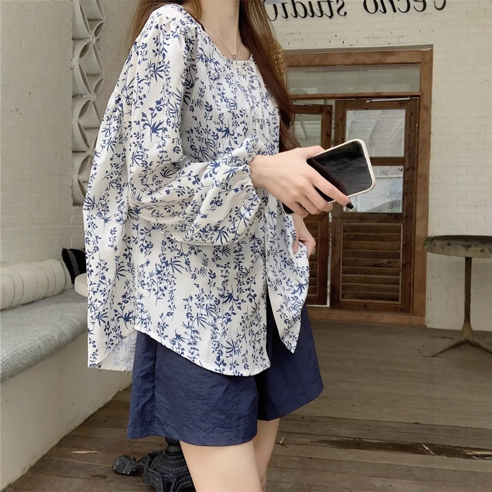 Vintage Floral Long-Sleeve Shirt For Women New Autumn Style