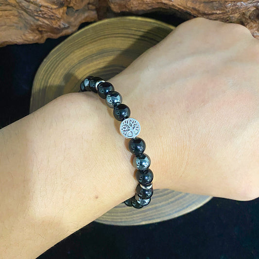 Best-selling Tree Of Life Black Tourmaline Obsidian Charm Bracelet