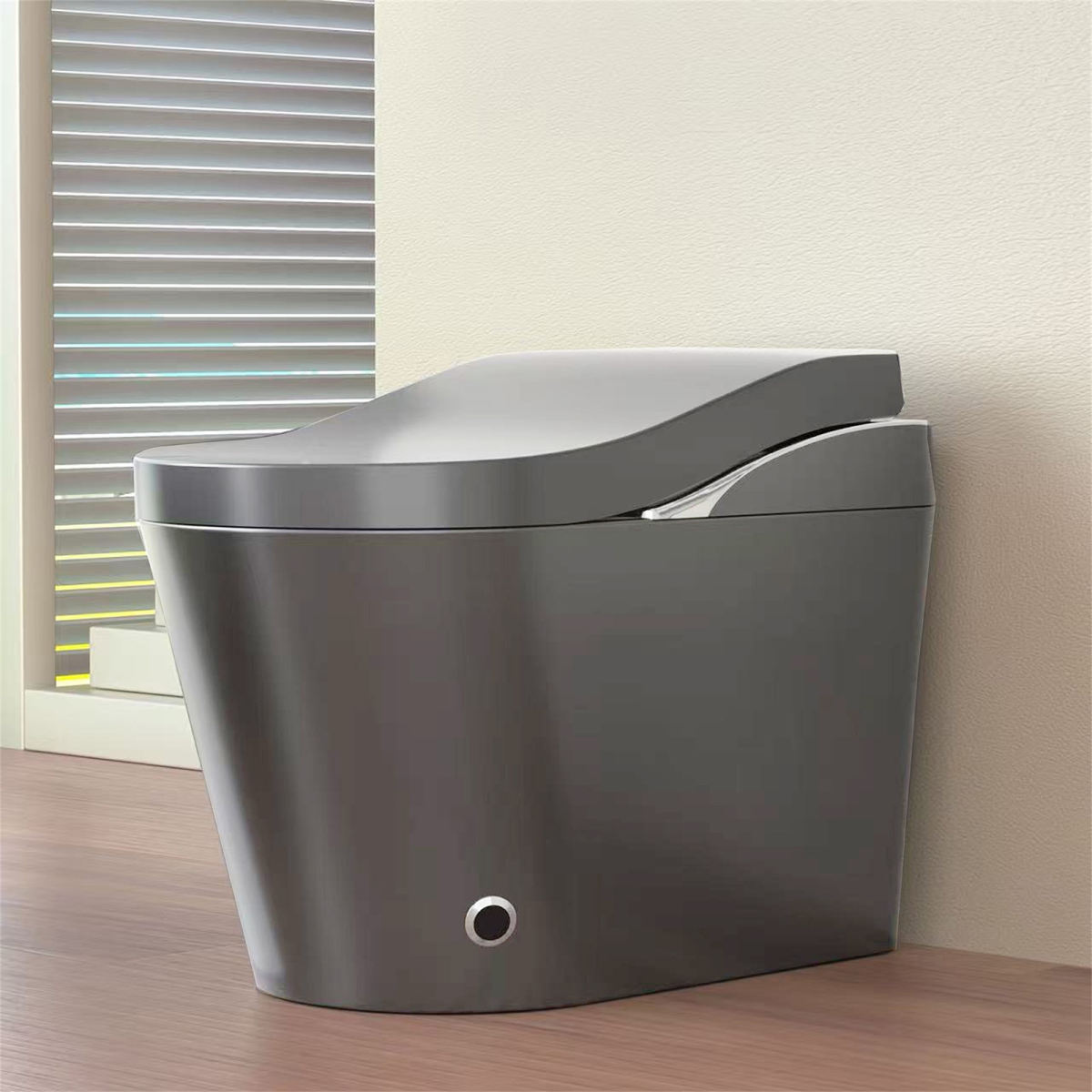 Tankless Modern Smart Toilet With Bidet, Auto Flush, Auto Open Close,Heated Seat, Warm Water And Dry, Foam Shield Function White, Matte Grey