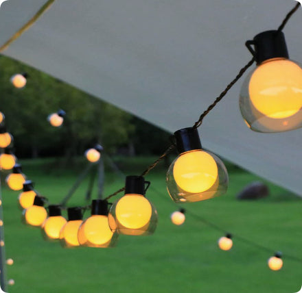 Camping Atmosphere Layout LED Lights And Large Tents, Outdoor Tent